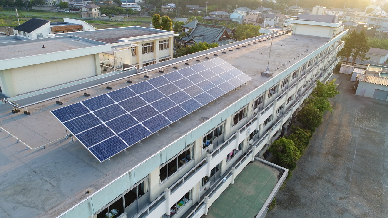 Fig.1. Solar power generation at Chiyo Elementary School, a model project